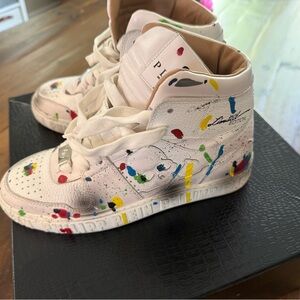 Philipp Plein White Sneakers with Multicolor Paint Splashes